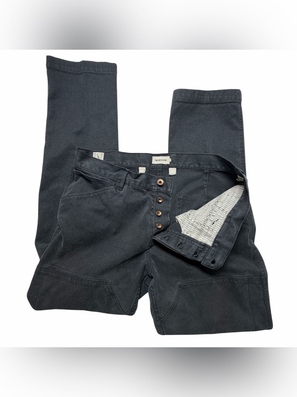 Taylor Stitch Boss Duck Double Knee Chore Pants Size 36 Coal Washed Black
